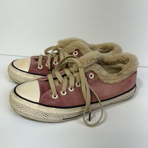 Faux suede Chuck Taylor look-a- likes with fur inside and on the cuff